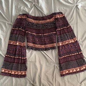 Charlotte Russe bohemian off shoulder crop top batwing NWT